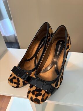 Naturalizer Leather Leopard-Print Pumps with Black Patent Bow